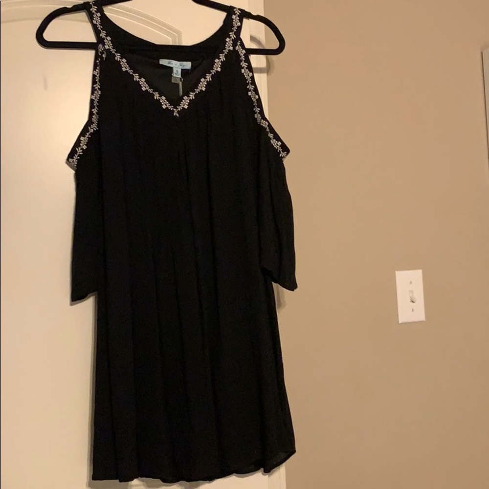 Black open shoulder dress